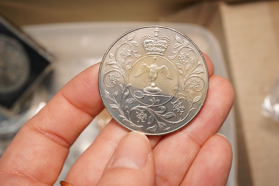 British and Canadian coins to include 1976 Montreal Olympiad proof silver coins - two $10, two $5, Victoria crown 1887, EF, Victoria to Elizabeth II pennies and halfpennies including 1912 H and KN, 1918 and 1919 KN and H